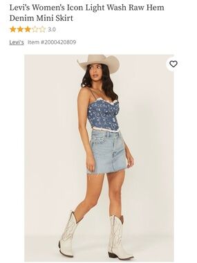 Levi's Light Wash Raw Hem Denim Mini Skirt - Light Blue